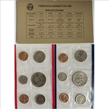 >1984 (D&P) U.S. Mint Uncirculated Coin Set - 10 Coins in Original Mint Packaging with 2 Mint Tokens and COA