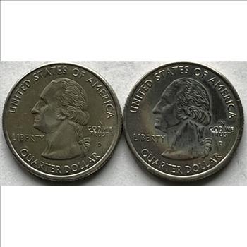 * 1999 & 2001 U.S. (Denver Mint) Colorized State Quarters - Pennsylvania & North Carolina - Set of 2
