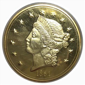 #American Mint Copy of 1861-O Twenty Dollar Double Eagle Coin - Gold Layered