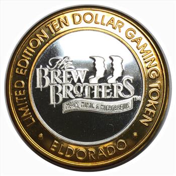 # Silver Strike!  Collector's Series $10 Silver Gaming Token -Eldorado Reno Nevada - Brew Brothers