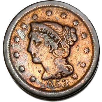 **1853 US Liberty Head Braided Hair Large One Cent
