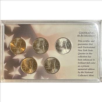 >2001 U.S. NY State Quarters Colorized (5) - 9/11 Anniversary Twin Towers Quarter Collection - Gorgeous - COA Included