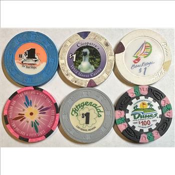 >Fun Collection of 6 Casino Gaming Tokens!