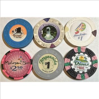 >Fun Collection of 6 Casino Gaming Tokens!