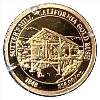 * History of Gold - California Gold Rush - Sutter's Mill - 14K Gold Replica Coin - 0.5 Grams - American Mint - One of 9,999