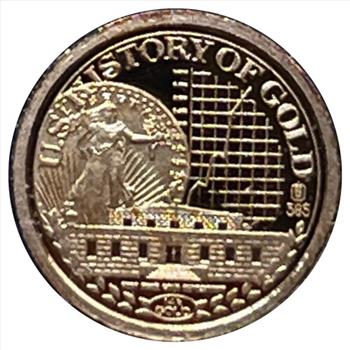 * History of Gold - California Gold Rush - Sutter's Mill - 14K Gold Replica Coin - 0.5 Grams - American Mint - One of 9,999