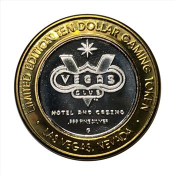 * Silver Strike!  Limited Edition $10 Silver Gaming Token - Las Vegas Club - Gaylord Perry