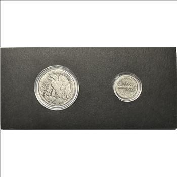 >America's Most Beautiful Silver Coins - U.S. 1936 Walking Liberty Half Dollar & 1936 Mercury Dime - 2 Silver Coins