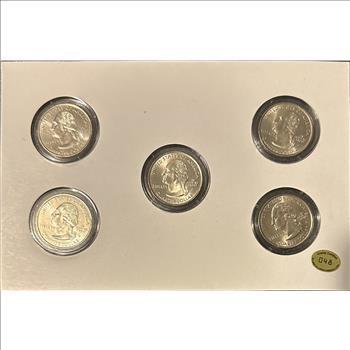 >1999 U.S. State Quarter Collection - (D) PA and (P) DE, CT, NJ & GA - 5 State Quarters in Custom Display Card