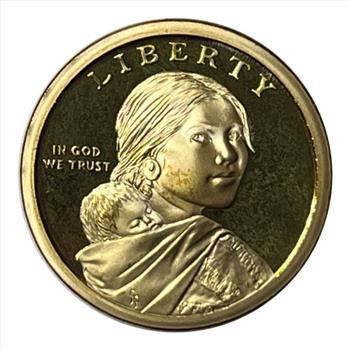 * 2009-S U.S. Proof Sacagawea and Infant Son One Dollar ($1) Coin - Native Woman Planting Seeds on Reverse