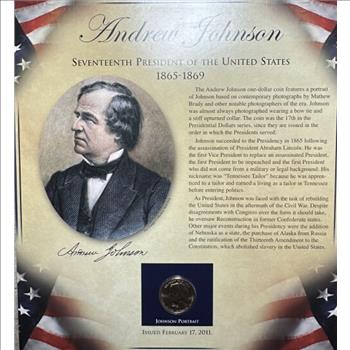 2011 U.S. $1 Presidential Coin - Andrew Johnson 