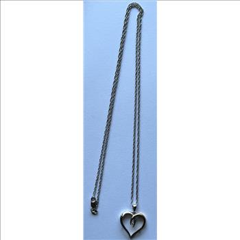 14K Gold/White Gold Heart Pendant on 14K 24