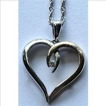 14K Gold/White Gold Heart Pendant on 14K 24
