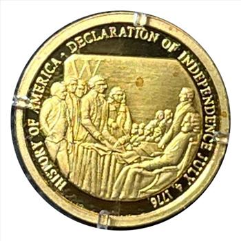 * Birth of Our Nation - Declaration of Independence 1776 - 14K Gold Replica Coin - 0.5 Grams - American Mint - One of 9,999