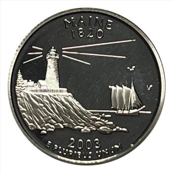 * 2003-S U.S. Silver Proof Washington State Quarter - Maine - Pemaquid Point Lighthouse