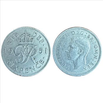 >1951 Great Britain Sixpence - Traditional Wedding Good Luck Coin