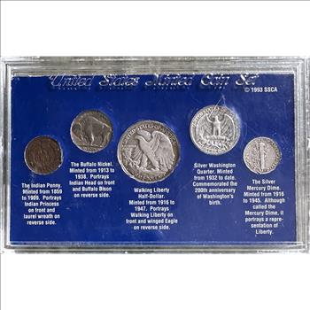 American Heritage Collection U.S. Minted Coin Set - 5 Coins Total, 3 Silver Including 1942-D Walking Liberty Airtight Encased!