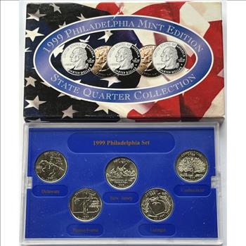 1999 Philadelphia Mint Edition - Brilliant & Uncirculated State Quarter Collection - DE, NJ, CT, PA & GA