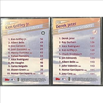 . 1998 Topps League Leaders - Derek Jeter & Ken Griffey Jr. Baseball Cards
