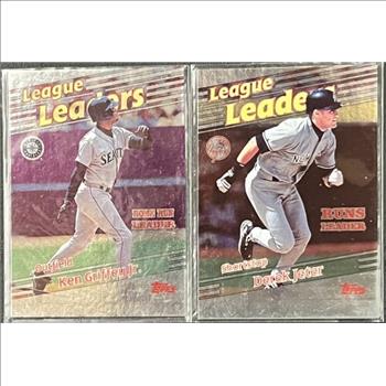 . 1998 Topps League Leaders - Derek Jeter & Ken Griffey Jr. Baseball Cards