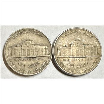 >1938 (D&S) U.S. Jefferson Nickels - First Year Issued - 2 Coins