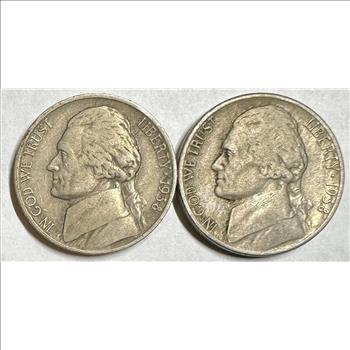 >1938 (D&S) U.S. Jefferson Nickels - First Year Issued - 2 Coins