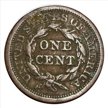 >1854 U.S. Braided Hair Large Cent With Full Liberty Band