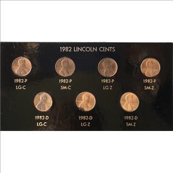 - 1982 P&D U.S. Collection of Lincoln Cents - Copper & Zinc with Large ...