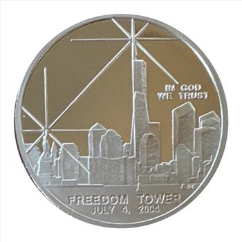 - Freedom Tower Commemorative One Dollar Coin (.999 Pure Silver Recovered From Ground Zero) - 