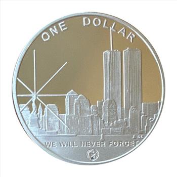- Freedom Tower Commemorative One Dollar Coin (.999 Pure Silver Recovered From Ground Zero) - 