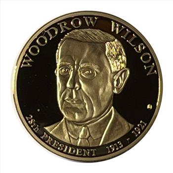 * Presidential Dollar Trials Collection - Woodrow Wilson Proof 24k Gold Layered Dollar -1.5 Oz. - Limited Issue