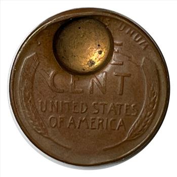 * 1947-D U.S. Lincoln Wheat Cent with Raised Masonic Compass & Square Counter Stamp