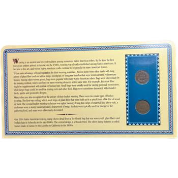 *1880 & 1881 U.S. Indian Head Cents & Stamps Honoring Native American Weaving on Frameable Collector's Panel