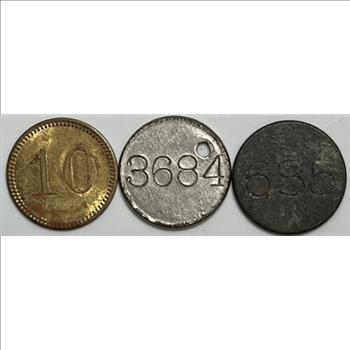 * 10 Cent in Trade Tokens - Set of 3 (2 are Numbered, 1 is Holed)