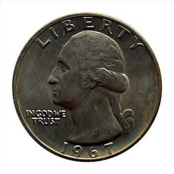 1967 U.S.  Washington Quarter - Crescent Pink & Light Blue Highlights