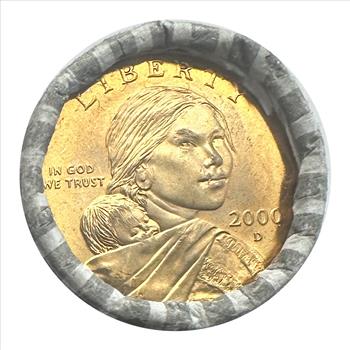 2000-D U.S. Unopened Bank Wrapped Roll (25 Coins) of Sacagawea Dollars