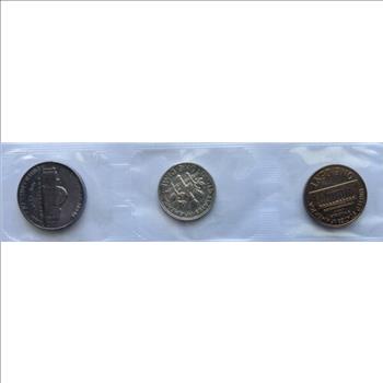 1962-P U.S. Uncirculated Cent, Nickel & Silver Dime - 3 Coins in Mint Cello