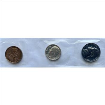 1962-P U.S. Uncirculated Cent, Nickel & Silver Dime - 3 Coins in Mint Cello