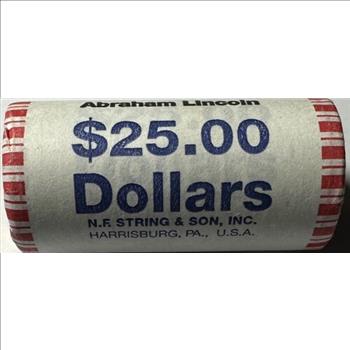 - 2010 Abraham Lincoln (1861-1865) Presidential $1 Coin - Mint Mark on Edge - Roll of 25 Coins