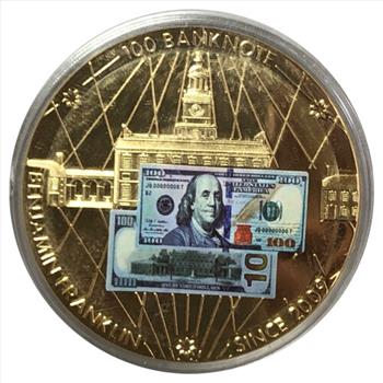 # American Mint $100 Ben Franklin Banknotes Of The USA Commemorative Coin - Gold Layered