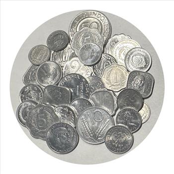 Collection of Aluminum World Coins - Over 30 Coins from 10 Countries, Very Nice