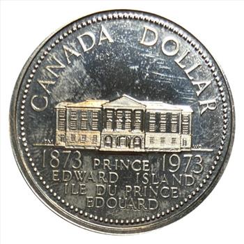 **1973 Canada Silver UNC Proof Like Prince Edward Island Commemorative Dollar Coin Original Royal Canadian Mint Packaging