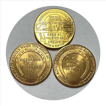 (3) Good Luck Tokens! (2) Town & Country Village, Sacramento, CA and Morris E Sachs 