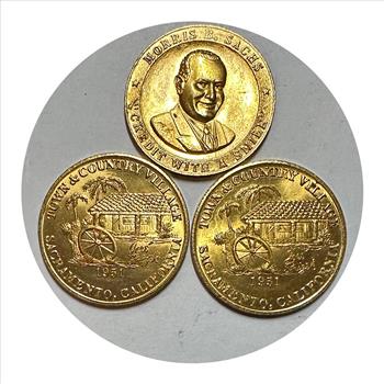 (3) Good Luck Tokens! (2) Town & Country Village, Sacramento, CA and Morris E Sachs 
