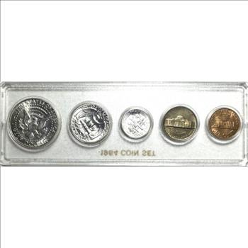 1964 U.S. Silver Coin Set in Whitman Holder - Half Dollar (First Year Silver), Quarter & Dime (Last Year Silver), Nickel & Cent