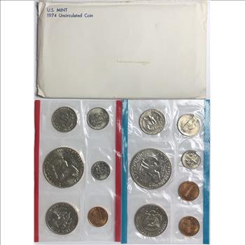 >1974 (D&P) United States Mint Uncirculated Coin Set - 13 Coins including 1974-S One Cent in Original Mint Packaging