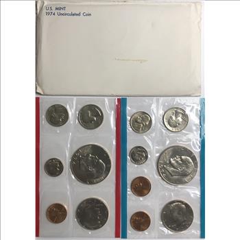 >1974 (D&P) United States Mint Uncirculated Coin Set - 13 Coins including 1974-S One Cent in Original Mint Packaging