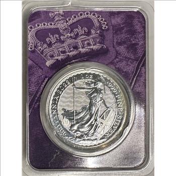 >2022 Great Britain Queen Elizabeth II 2 Pound  Britannia .999 1 oz Fine Silver Commemorative Coin