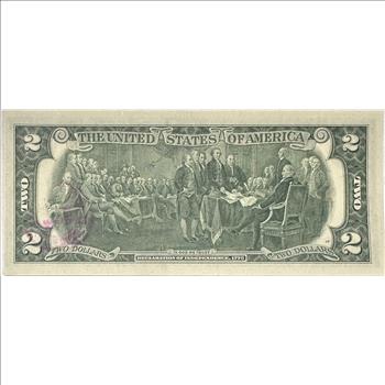 >1976 Series Crisp Two Dollars ($2) Federal Reserve Note - First Day Issue Pittsburgh, PA with John F Kennedy Stamp