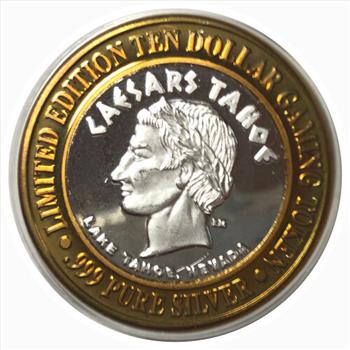 Silver Strike!  Collector's Series $10 Silver Gaming Token -Caesars Tahoe Lake Tahoe Nevada - .999 Fine Silver